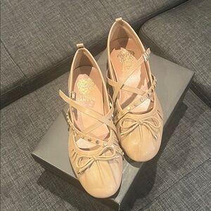 Vince Camuto Beige Studded Flats